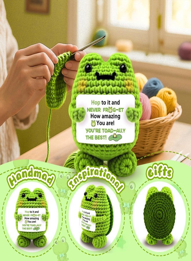 AICHPVOY Handmade Crochet Inspirational Frog Crochet Doll Handmade Positive Animal Desk Decor Boss Gifts For Women Mentor Appreciation Farewell Going Away Gift College Graduation Unique Encouragement Gift - Image 4